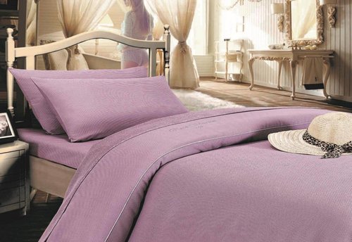 Постельное белье с махровой простынью-покрывалом для укрывания Maison Dor ROSE MARINE фиолетовый 1,5 спальный, фото, фотография