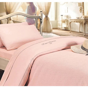 Постельное белье с махровой простынью-покрывалом для укрывания Maison Dor ROSE MARINE грязно-розовый 1,5 спальный