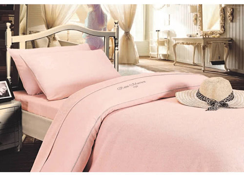 Постельное белье с махровой простынью-покрывалом для укрывания Maison Dor ROSE MARINE грязно-розовый 1,5 спальный, фото, фотография