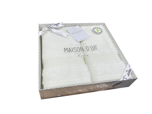 Подарочный набор полотенец-салфеток 40х60(2) Maison Dor AMADEUS хлопковая/бамбуковая махра кремовый, фото, фотография