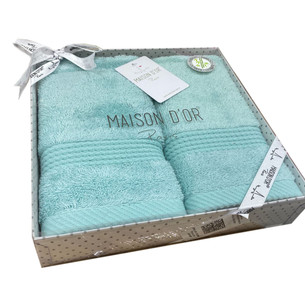 Подарочный набор полотенец-салфеток 40х60(2) Maison Dor AMADEUS хлопковая/бамбуковая махра бирюзовый