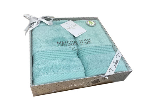 Подарочный набор полотенец-салфеток 40х60(2) Maison Dor AMADEUS хлопковая/бамбуковая махра бирюзовый, фото, фотография
