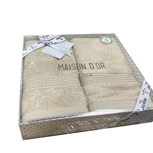 Подарочный набор полотенец-салфеток 40х60(2) Maison Dor AMADEUS хлопковая/бамбуковая махра бежевый
