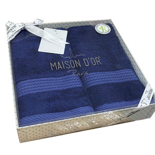 Подарочный набор полотенец-салфеток 40х60(2) Maison Dor AMADEUS хлопковая/бамбуковая махра синий