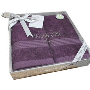 Подарочный набор полотенец-салфеток 40х60(2) Maison Dor AMADEUS хлопковая/бамбуковая махра баклажан