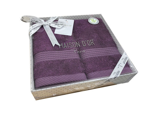 Подарочный набор полотенец-салфеток 40х60(2) Maison Dor AMADEUS хлопковая/бамбуковая махра баклажан, фото, фотография