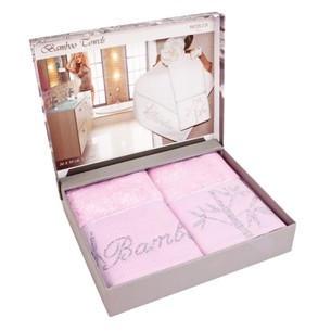 Подарочный набор полотенец-салфеток 30х50(2) Maison Dor BAMBU хлопковая/бамбуковая махра розовый
