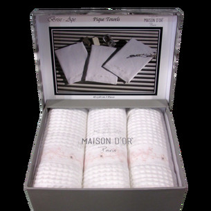 Подарочный набор кухонных полотенец 40х60(3) Maison Dor BRISE APE хлопковая вафля белый