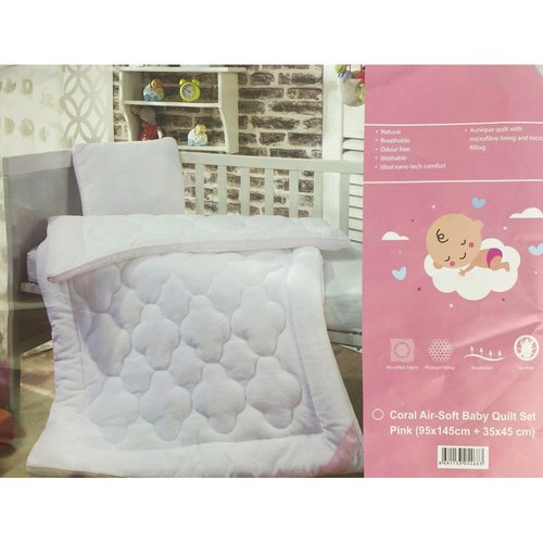 Детский набор с одеялом и подушкой Maison Dor CORAL микроволокно/хлопок розовый 95х145, фото, фотография