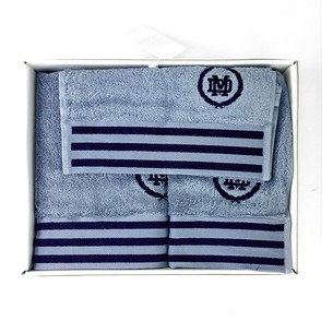 Набор полотенец для ванной 3 пр. Maison Dor DELON хлопковая махра голубой