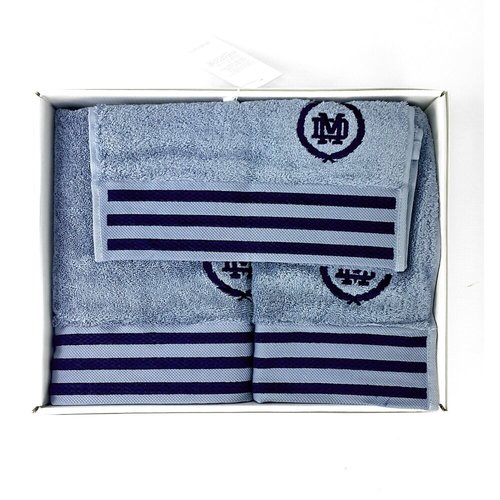 Набор полотенец для ванной 3 пр. Maison Dor DELON хлопковая махра голубой, фото, фотография