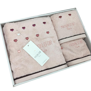Набор полотенец для ванной 3 пр. Maison Dor CANDY LOVE хлопковая махра грязно-розовый