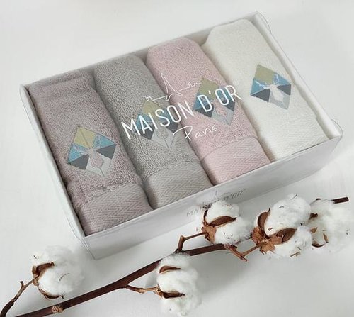 Подарочный набор полотенец-салфеток 30х50(4) Maison Dor CERFY хлопковая махра, фото, фотография