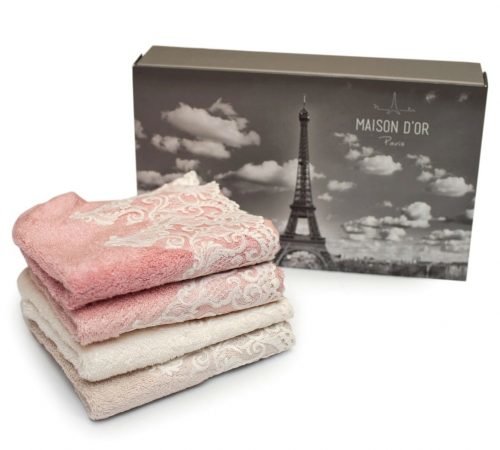 Подарочный набор полотенец-салфеток 30х50(4) Maison Dor JASMINE хлопковая/бамбуковая махра, фото, фотография