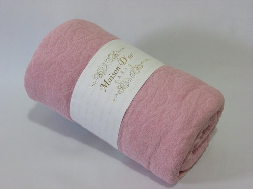Простынь на резинке с наволочками Maison Dor JAKARLI хлопковая махра грязно-розовый 100х200+28, фото, фотография