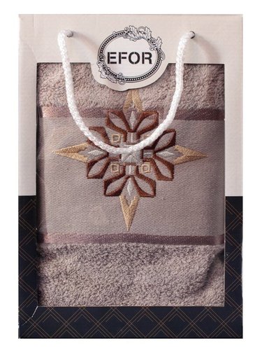 Полотенце для ванной в подарочной упаковке Efor хлопковая махра герб v8 капучино, фото, фотография