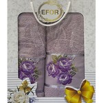 Подарочный набор полотенец для ванной 50х90, 70х140 Efor КОРОЛЕВСКАЯ РОЗА хлопковая махра светло-сиреневый, фото, фотография