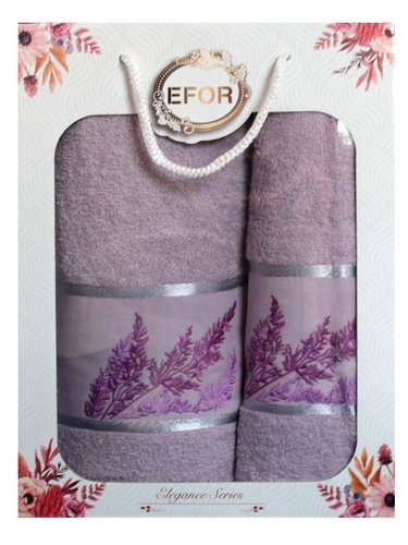 Подарочный набор полотенец для ванной 50х90, 70х140 Efor ЧЕБРЕЦ хлопковая махра светло-сиреневый, фото, фотография