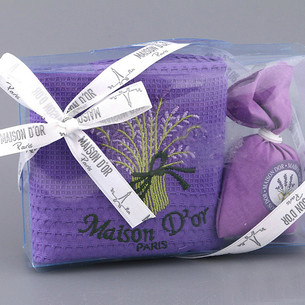 Подарочный набор с полотенцем 50х70 Maison Dor LAVANTA хлопковая вафля фиолетовый