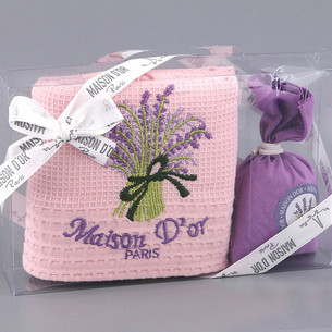 Подарочный набор с полотенцем 50х70 Maison Dor LAVANTA хлопковая вафля грязно-розовый