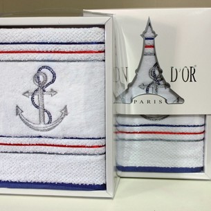 Полотенце для ванной в подарочной упаковке Maison Dor MARINE хлопковая махра белый 50х100