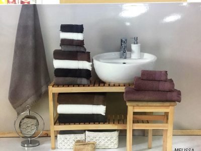Набор полотенец для ванной 3 пр. Maison Dor MELISSA хлопковая махра антрацит, фото, фотография