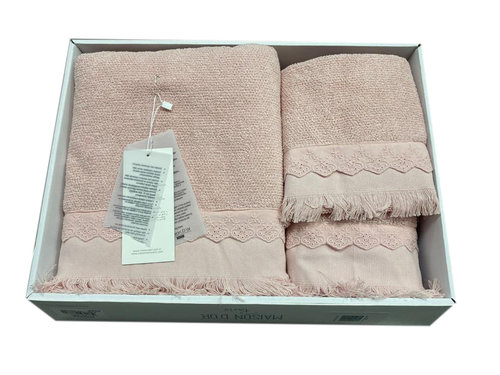 Набор полотенец для ванной 3 пр. Maison Dor MELISSA хлопковая махра грязно-розовый, фото, фотография