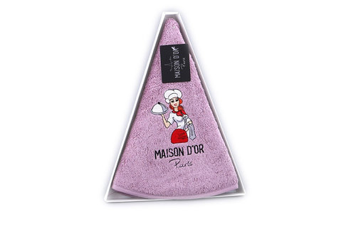 Полотенце-салфетка круглое в подарочной упаковке Maison Dor MAXI BOX хлопковая махра фиолетовый D=70, фото, фотография