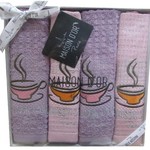 Подарочный набор кухонных полотенец 40х60(4) Maison Dor MOSAIC NATUR хлопковая вафля фиолетовый/грязно-розовый, фото, фотография