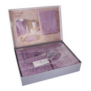 Набор полотенец для ванной 3 пр. Maison Dor NEW TRENDY хлопковая/бамбуковая махра фиолетовый