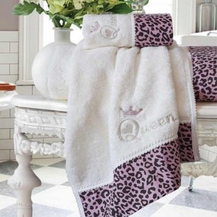 Набор полотенец для ванной 3 пр. Maison Dor QUEEN хлопковая махра кремовый/фиолетовый