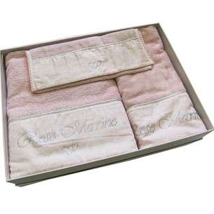 Набор полотенец для ванной 3 пр. Maison Dor ROSE MARINE хлопковая/бамбуковая махра грязно-розовый