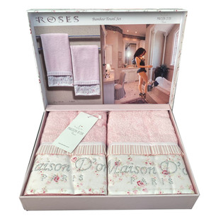 Набор полотенец для ванной 2 пр. Maison Dor ROSES хлопковая/бамбуковая махра розовый
