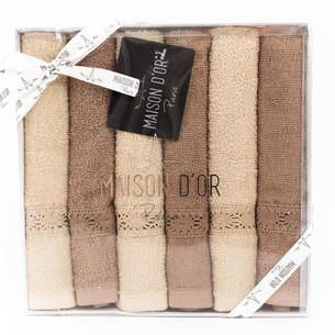 Подарочный набор полотенец-салфеток 30х50(4) Maison Dor SENA хлопковая махра кремовый/бежевый/коричневый