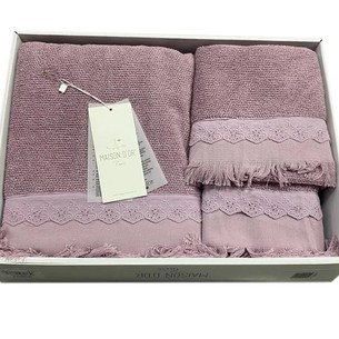 Набор полотенец для ванной 3 пр. Maison Dor MELISSA хлопковая махра фиолетовый