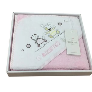 Детское полотенце-уголок Maison Dor LAMITE хлопковая махра розовый 76х76