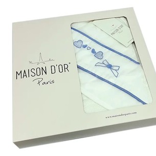 Детское полотенце-уголок Maison Dor PAPILLON хлопковая махра голубой 75х100