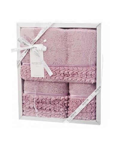 Набор полотенец для ванной 3 пр. Maison Dor ROSA хлопковая махра грязно-розовый, фото, фотография