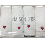 Подарочный набор полотенец-салфеток 30х50(4) Maison Dor SOFT HEARTS хлопковая махра красный, фото, фотография