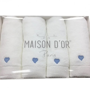 Подарочный набор полотенец-салфеток 30х50(4) Maison Dor SOFT HEARTS хлопковая махра голубой