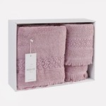 Подарочный набор полотенец для ванной 3 пр. Maison Dor SUZANNE хлопковая махра фиолетовый, фото, фотография