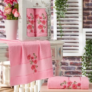 Подарочный набор полотенец для ванной 50х90, 70х140 Merzuka ORKIDE хлопковая махра светло-розовый