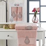 Подарочный набор полотенец для ванной 50х90, 70х140 Meteor ECE хлопковая махра розовый, фото, фотография