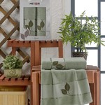 Подарочный набор полотенец для ванной 50х90, 70х140 Meteor EYLUL хлопковая махра зеленый, фото, фотография