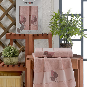Подарочный набор полотенец для ванной 50х90, 70х140 Meteor EYLUL хлопковая махра розовый