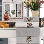 Подарочный набор полотенец для ванной 50х90(2), 70х140(1) Merzuka ASLAN хлопковая махра серый, фото, фотография