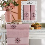 Подарочный набор полотенец для ванной 50х90, 70х140 Merzuka BELLA VITA хлопковая махра розовый, фото, фотография