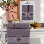 Подарочный набор полотенец для ванной 50х90, 70х140 Merzuka BELLA VITA хлопковая махра сиреневый, фото, фотография