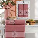 Подарочный набор полотенец для ванной 50х90, 70х140 Merzuka BELLA VITA хлопковая махра темно-розовый, фото, фотография