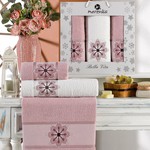 Подарочный набор полотенец для ванной 50х90(2), 70х140(1) Merzuka BELLA VITA хлопковая махра розовый, фото, фотография